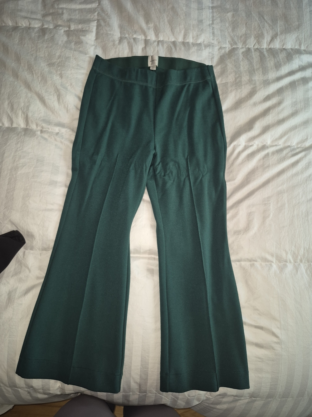 Maeve Dark Teal Cropped Bell Bottom Dress Pants